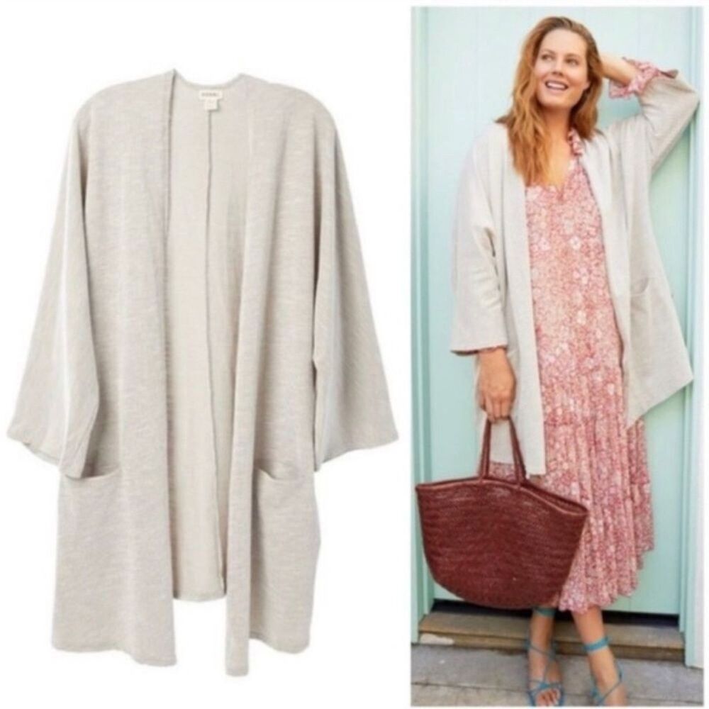 Anthropologie Donni Lagenlook Sanwash Ribbed Open Front Sweater Cardigan